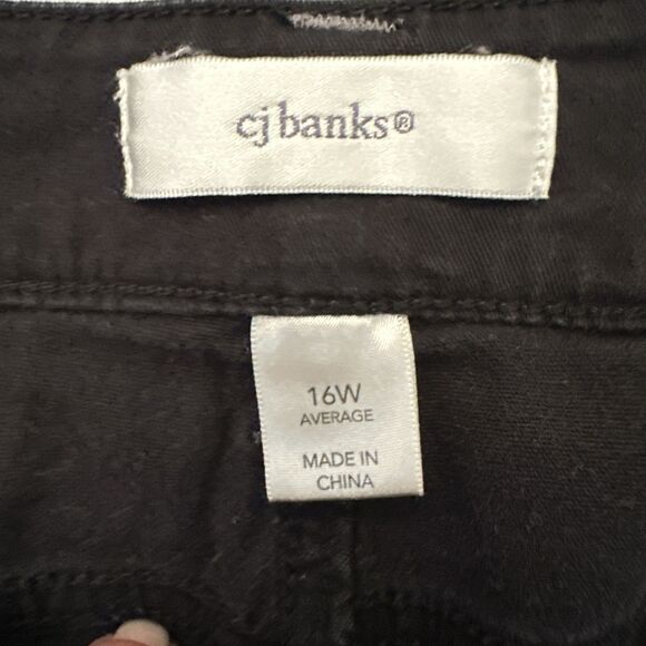 CJ Banks Size 16W Black Capri Pants Button And Zip Up Casual Spring - Picture 8 of 11
